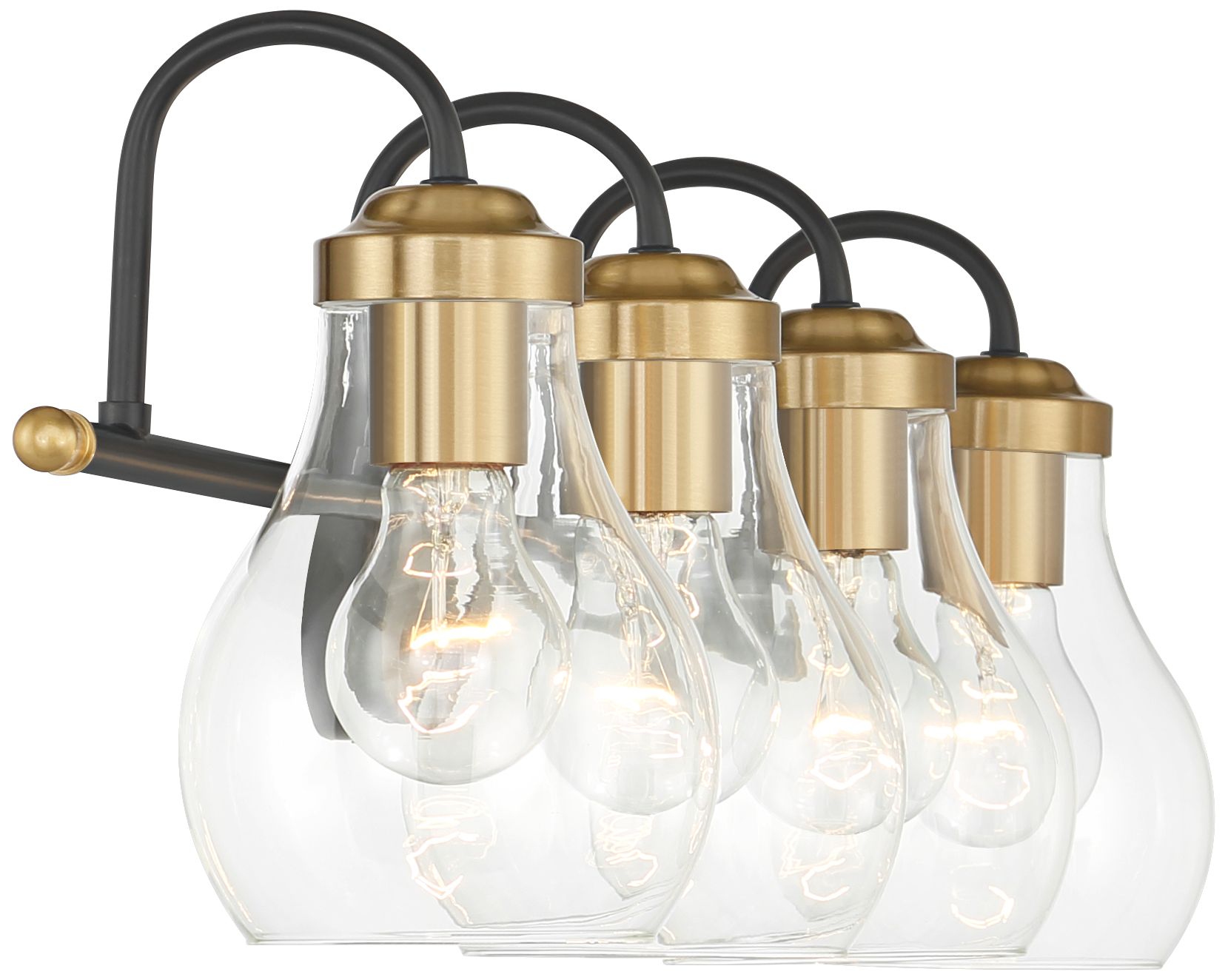 Possini Euro Brade 31" Wide Black and Brass 4-Light Bath Light