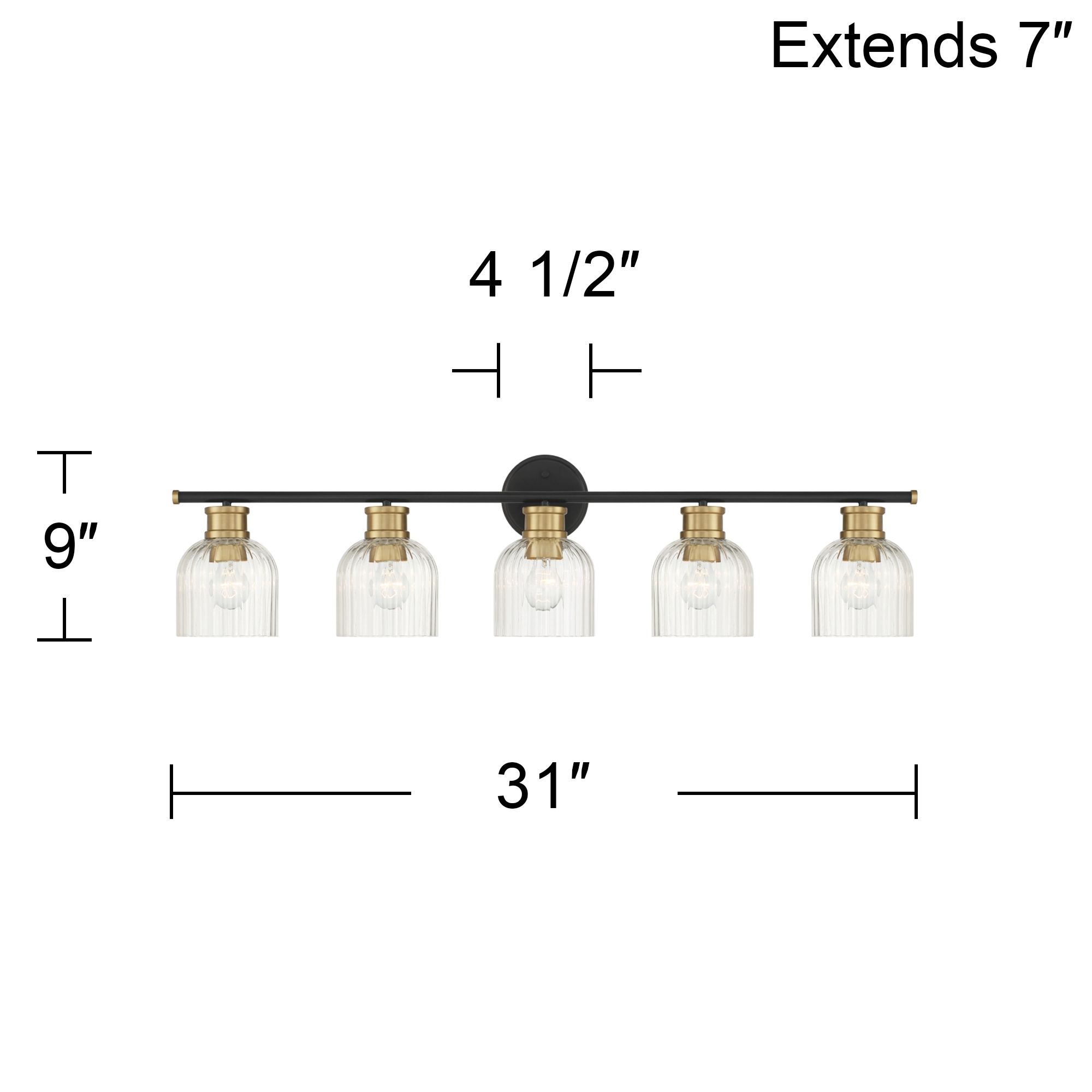 Possini Euro Brade 31" Wide Black and Brass 4-Light Bath Light