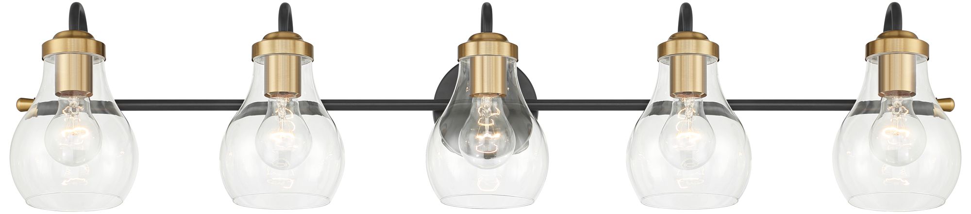 Image 4 Possini Euro Brade 39 1/2"W Black and Brass 5-Light Bath Light more views