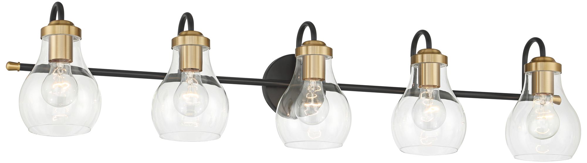 Image 5 Possini Euro Brade 39 1/2"W Black and Brass 5-Light Bath Light more views