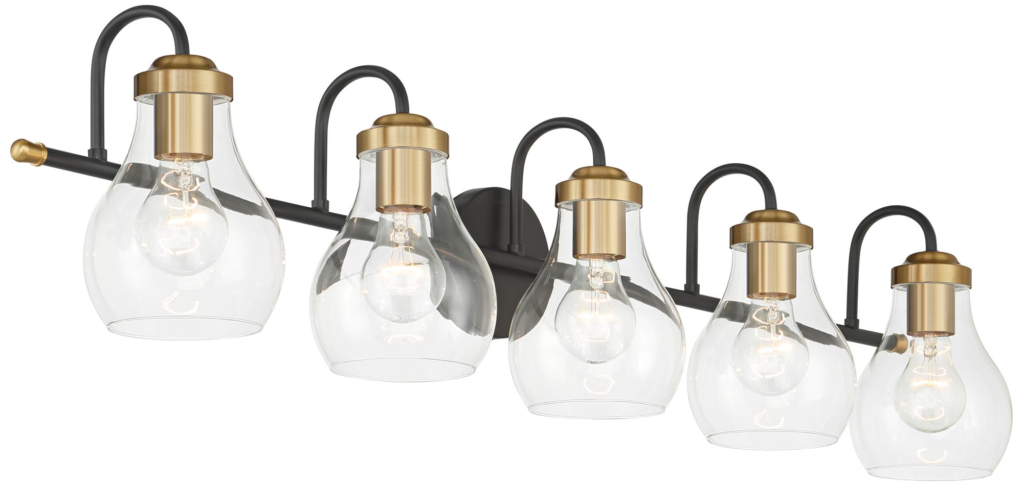 Image 6 Possini Euro Brade 39 1/2"W Black and Brass 5-Light Bath Light more views