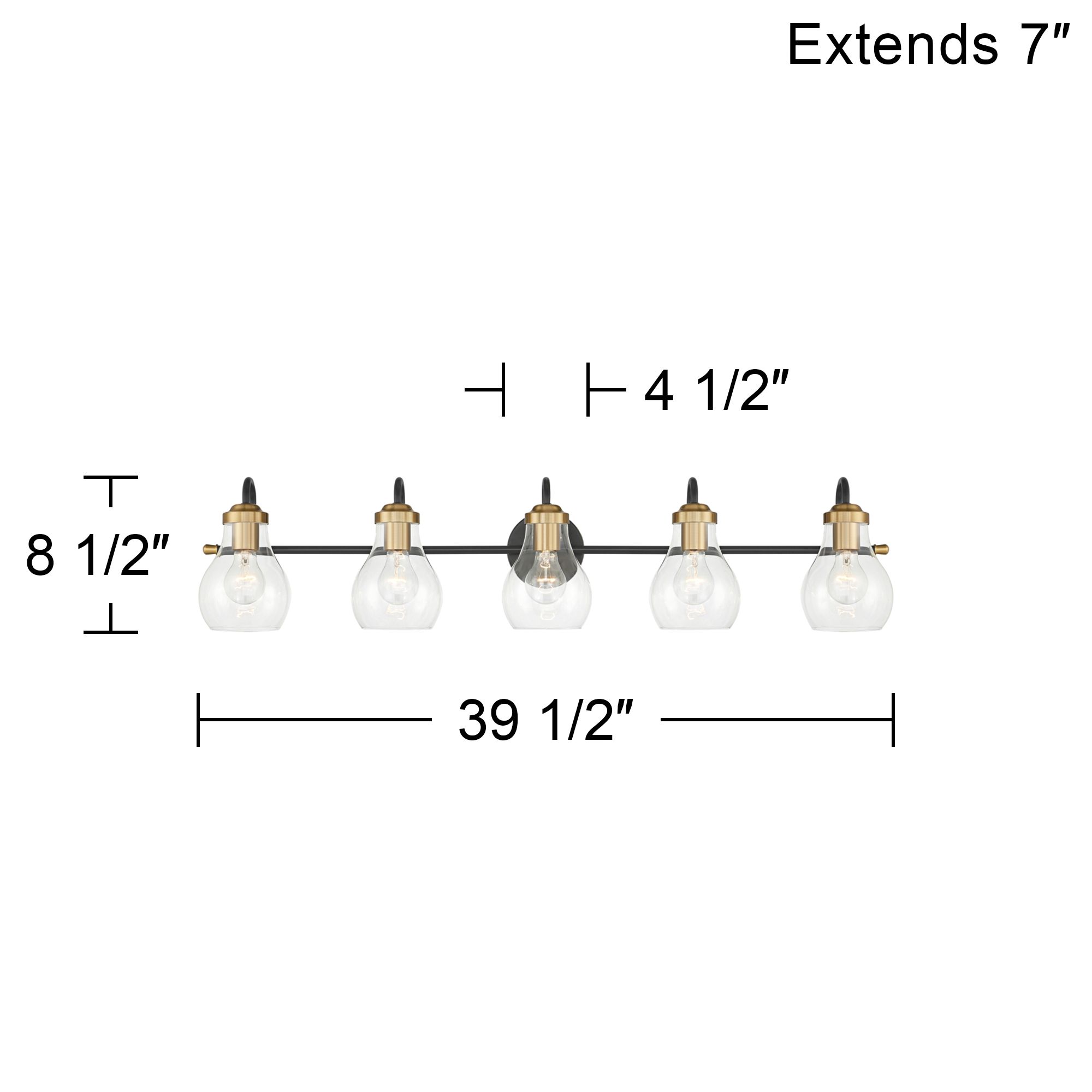 Possini Euro Brade 39 1/2"W Black and Brass 5-Light Bath Light