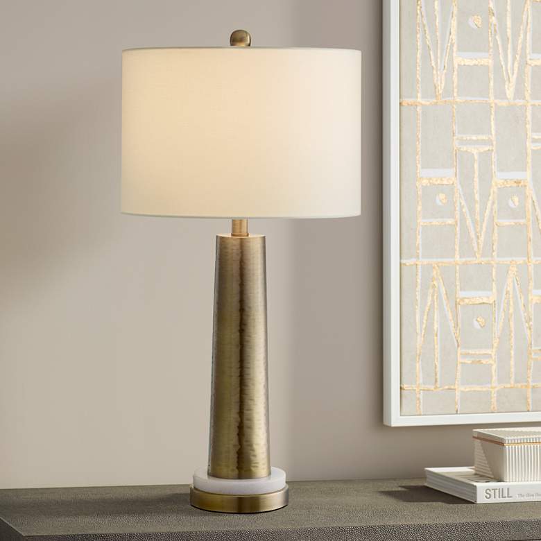 Image 2 Possini Euro Bradley 27" High Marble and Brass Modern Table Lamp