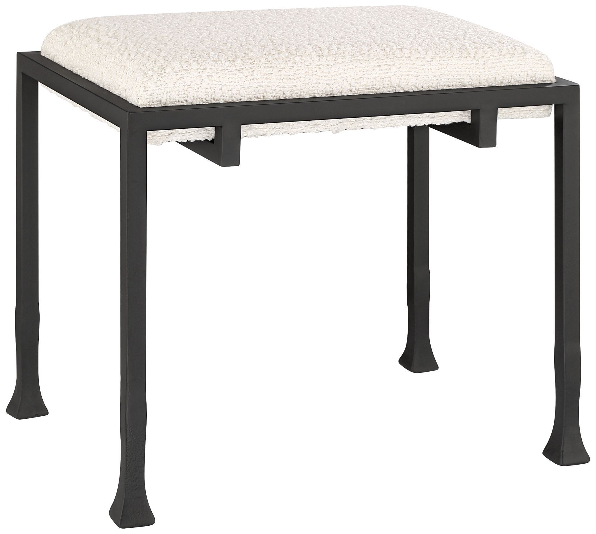 Image 2 Possini Euro Brady 18" High Matte Black Metal Off-White Fabric Bench