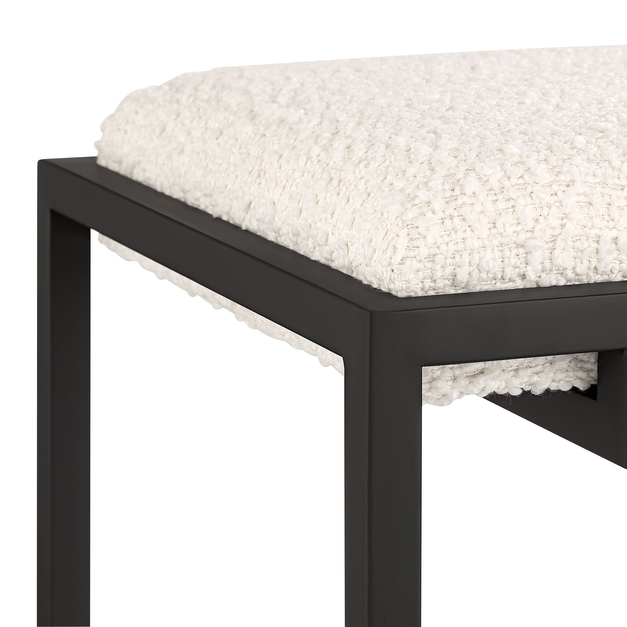 Image 3 Possini Euro Brady 18" High Matte Black Metal Off-White Fabric Bench more views