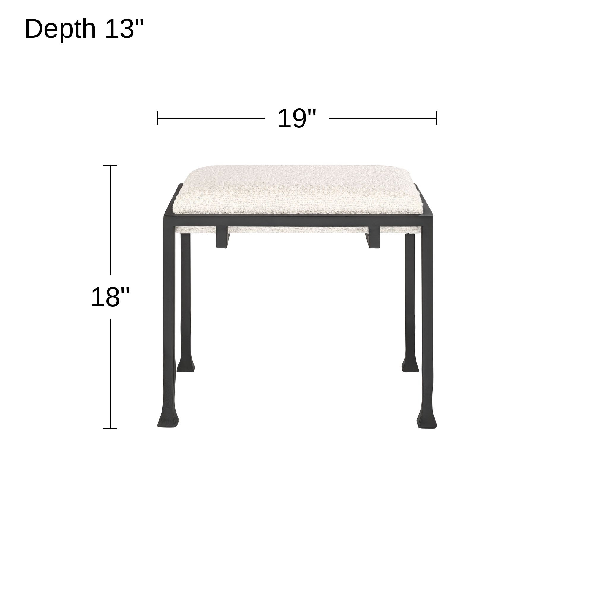 Possini Euro Brady 18" High Matte Black Metal Off-White Fabric Bench