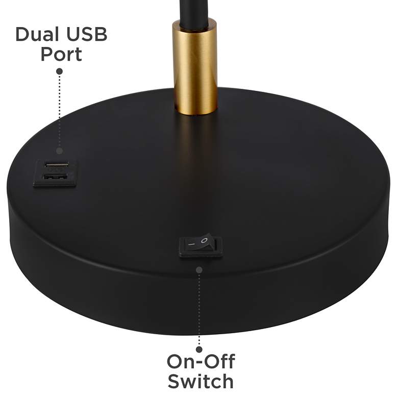 Possini Euro Bramble Black and Warm Gold Desk Lamp with Dual USB Ports more views