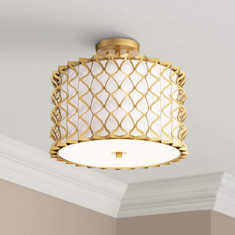Image 1 Possini Euro Brant 18" Wide Textured Gold Ceiling Light