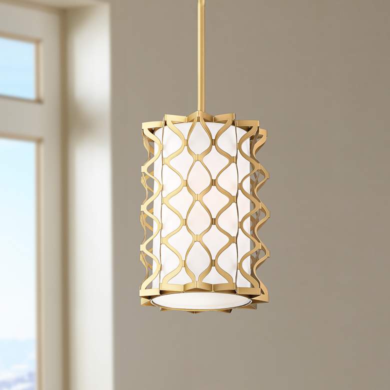 Image 1 Possini Euro Brant 8 inch Wide Gold Cage Mini Pendant Light