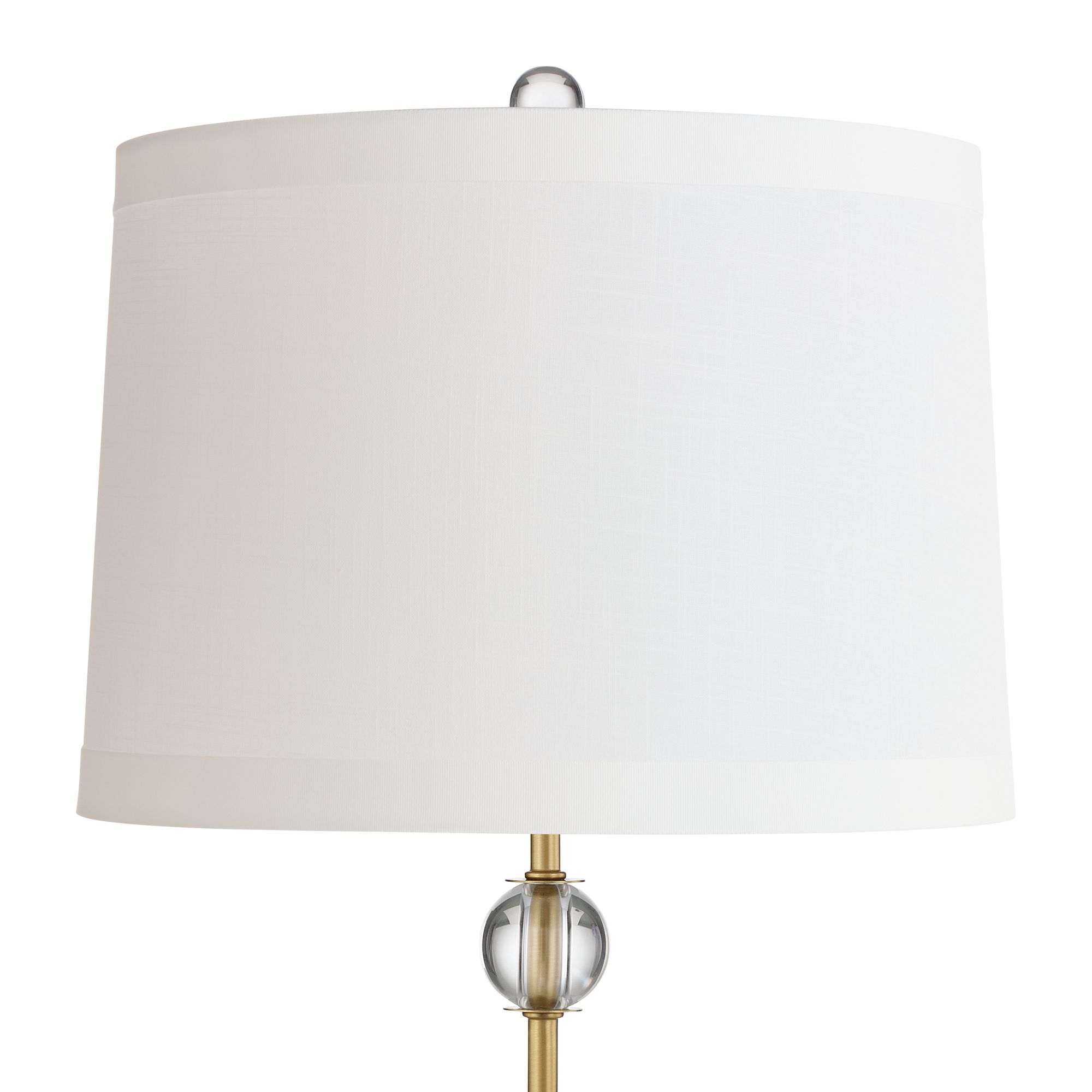Image 2 Possini Euro Brass Crystal Table Lamp w/ White Ribbon Trim Drum Shade more views