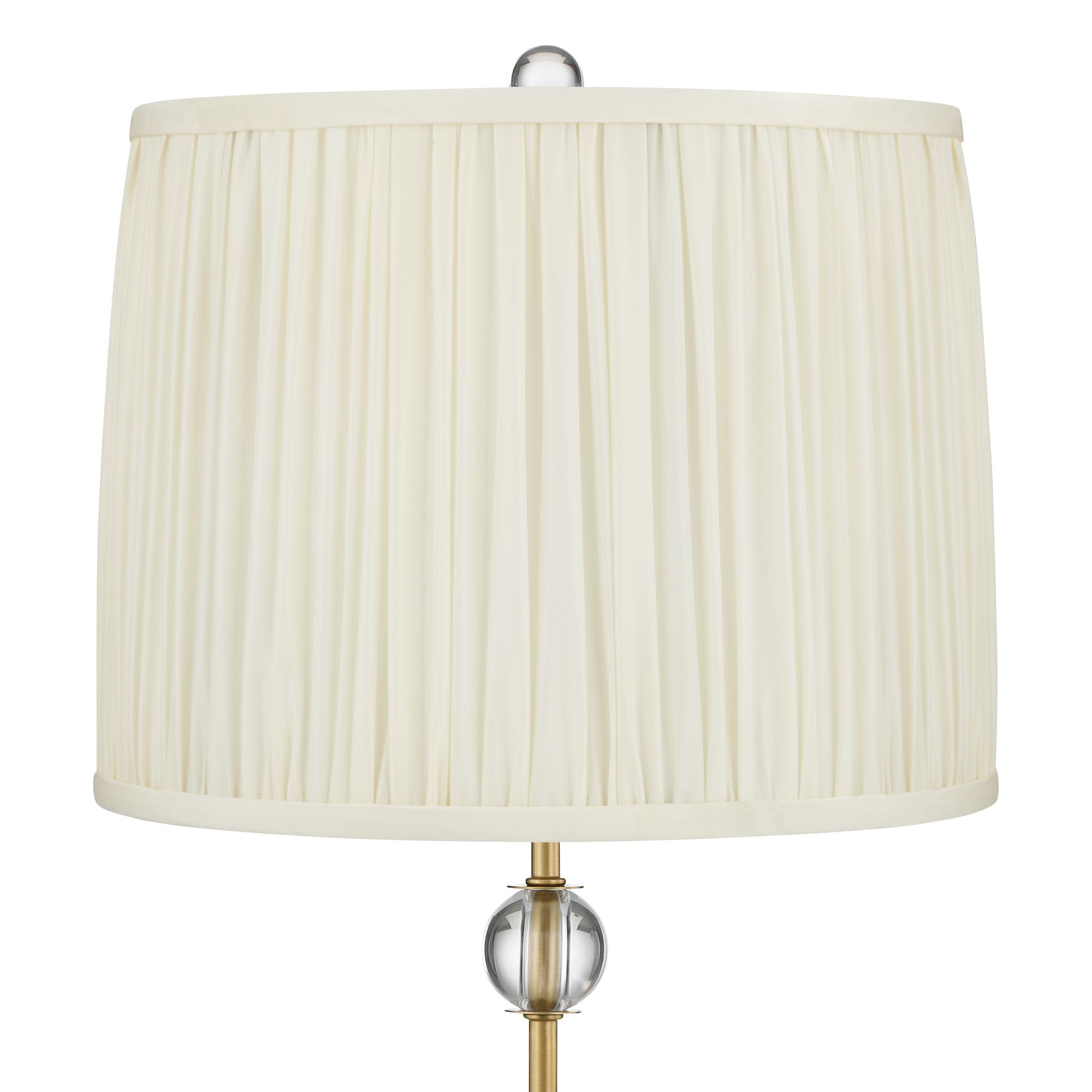 Image 2 Possini Euro Brass Crystal Table Lamp w/ White Silk Pleated Drum Shade more views