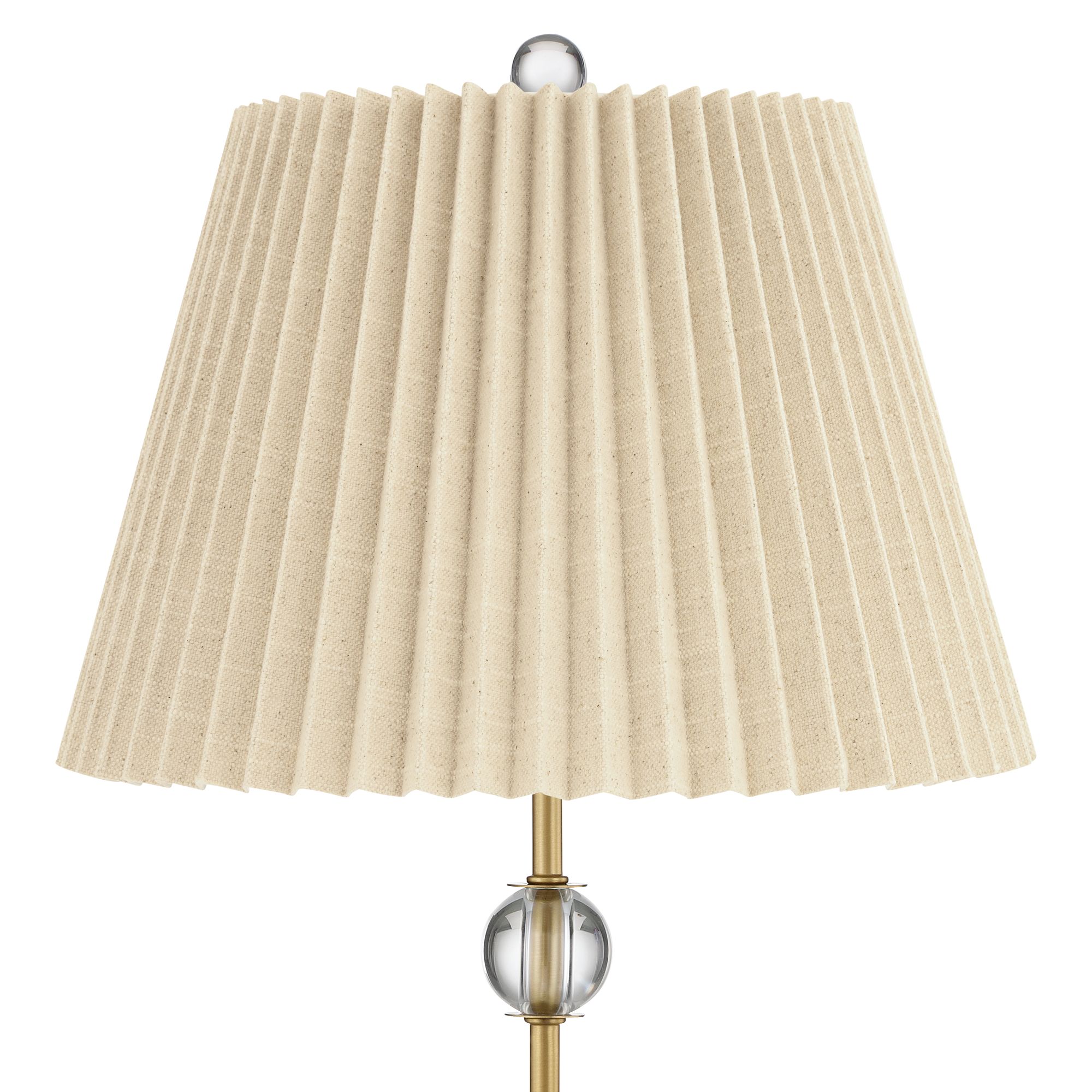 Image 2 Possini Euro Brass Crystal Table Lamp with Beige Pleated Shade more views