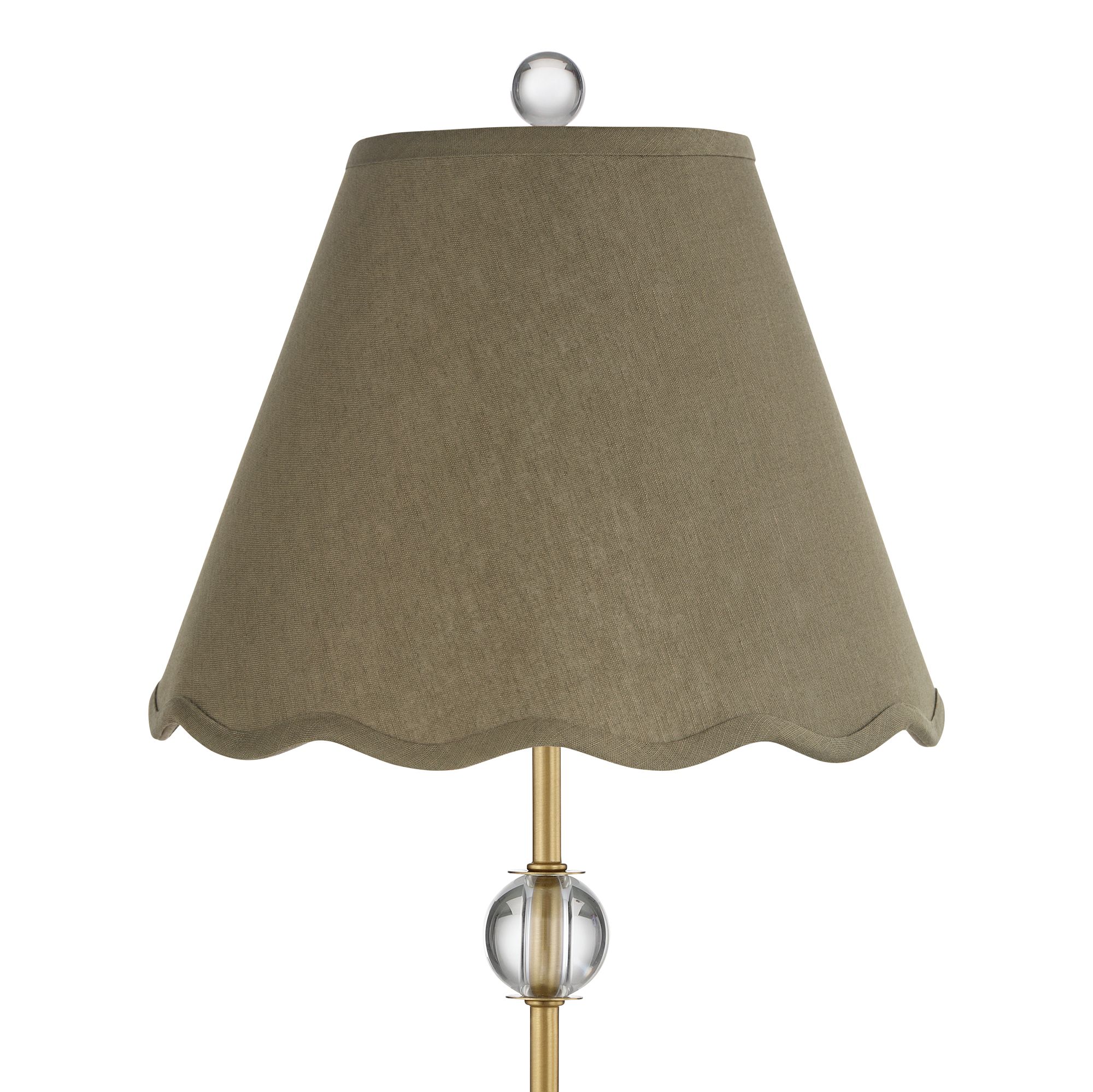 Image 2 Possini Euro Brass Crystal Table Lamp with Dark Sage Shade more views