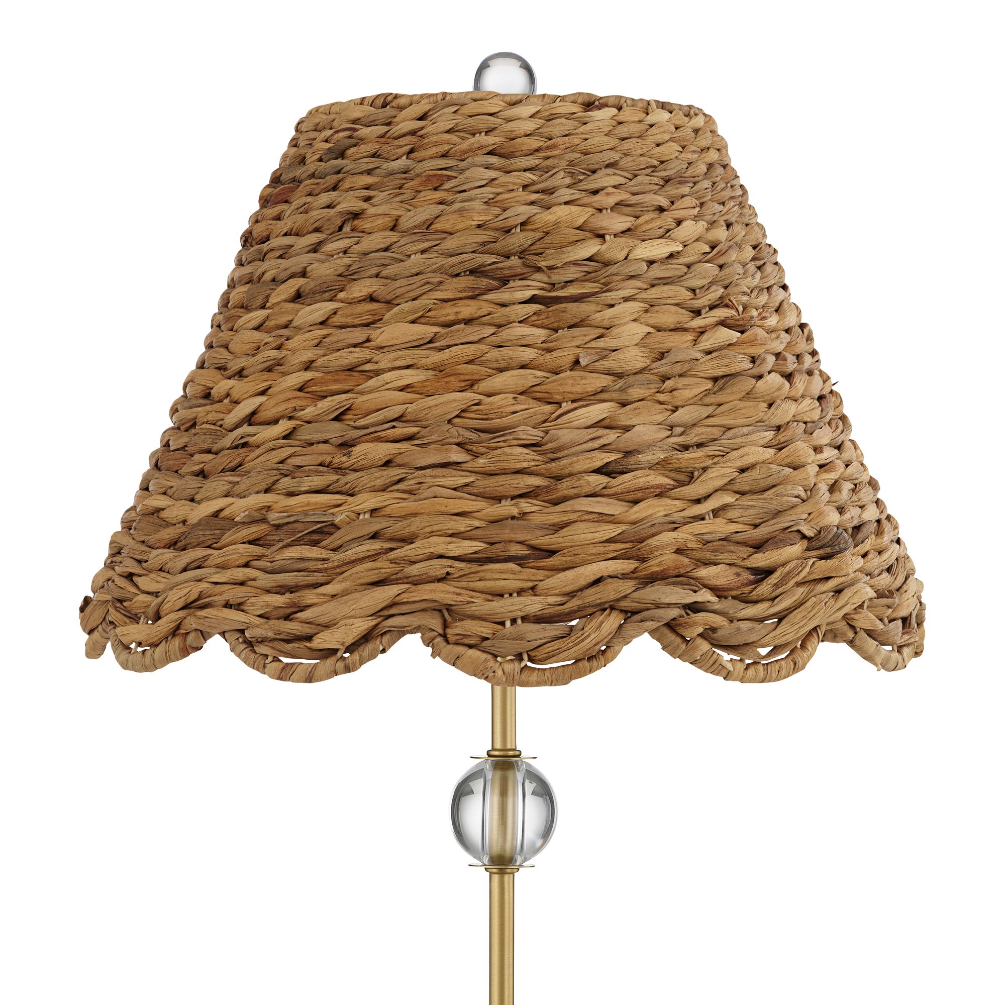 Image 2 Possini Euro Brass Crystal Table Lamp with Grass Fiber Shade more views