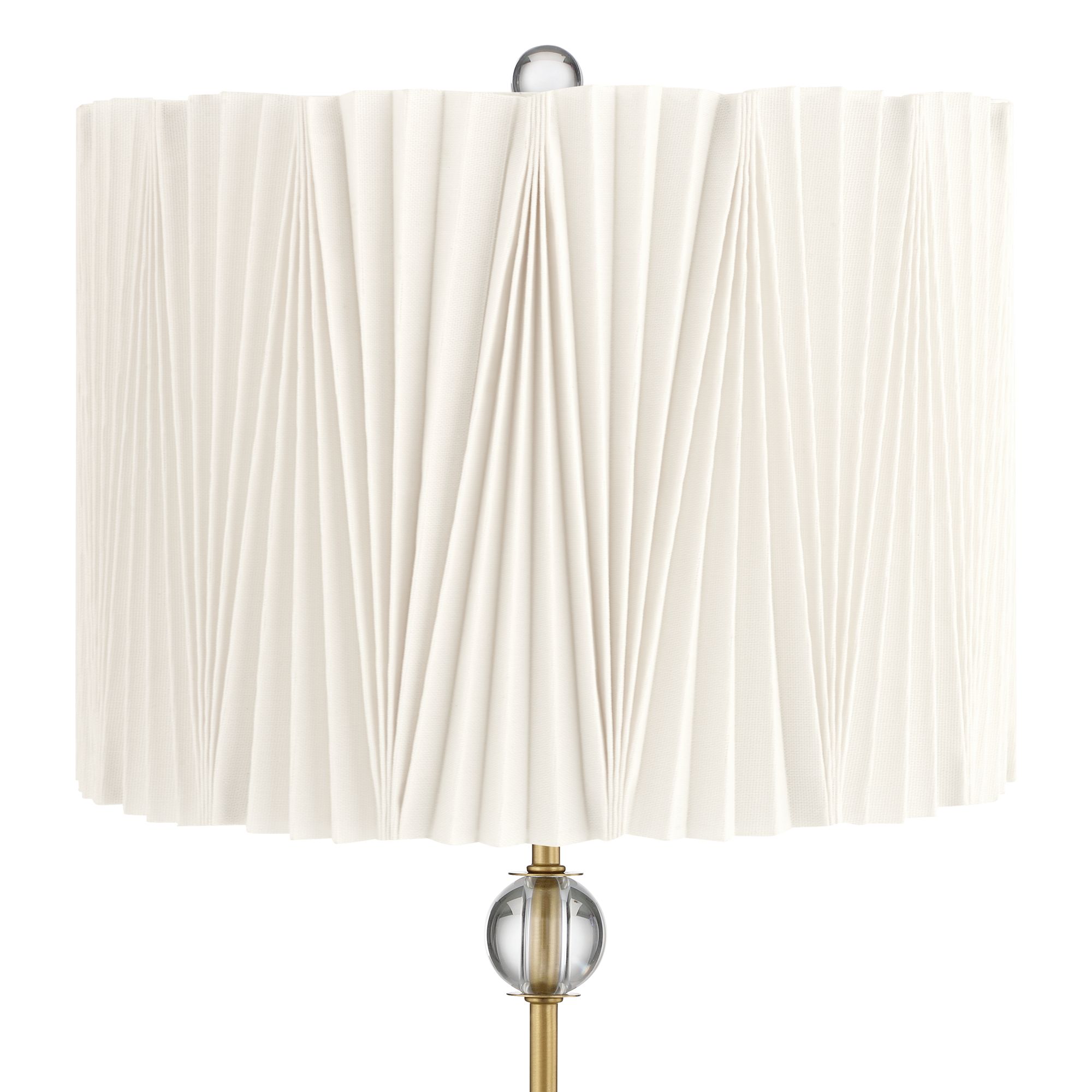 Image 2 Possini Euro Brass Crystal Table Lamp with Off-White Pleat Shade more views