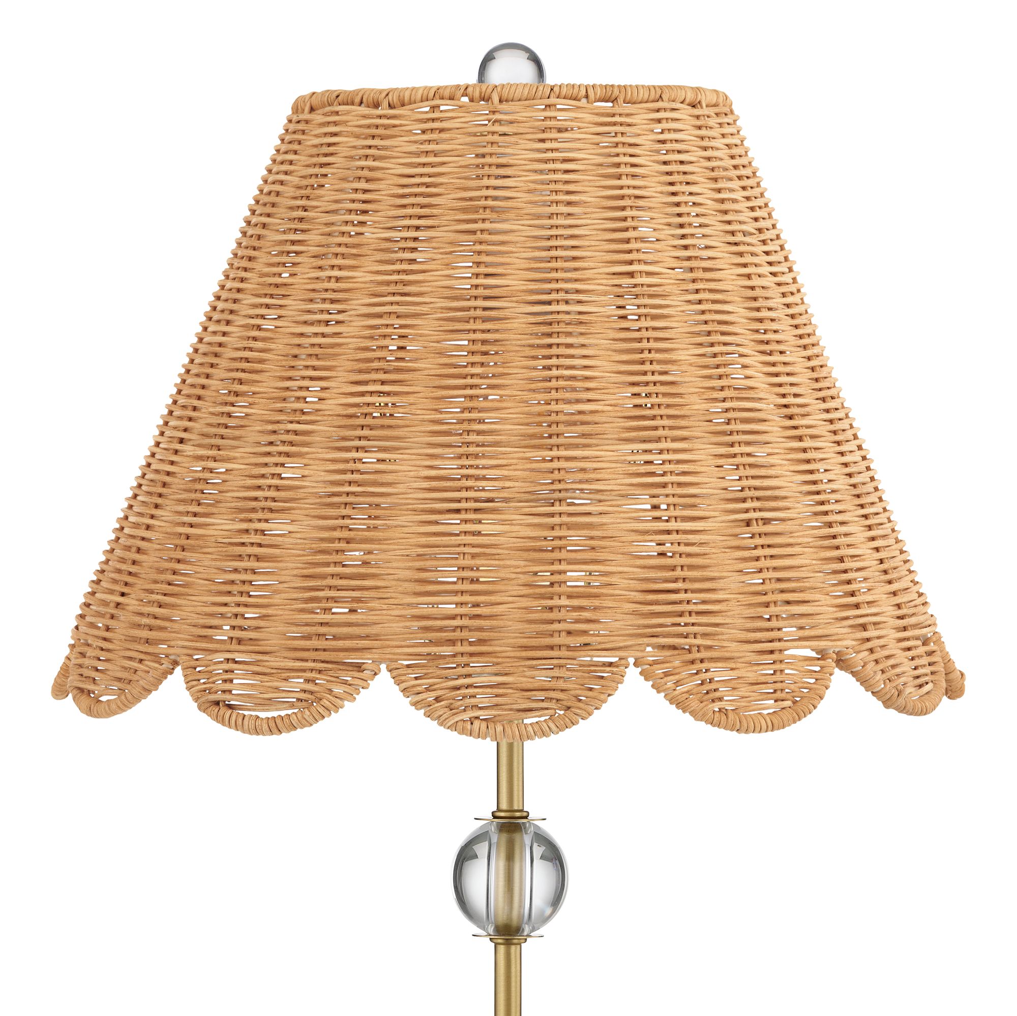 Image 2 Possini Euro Brass Crystal Table Lamp with Rattan Shade more views