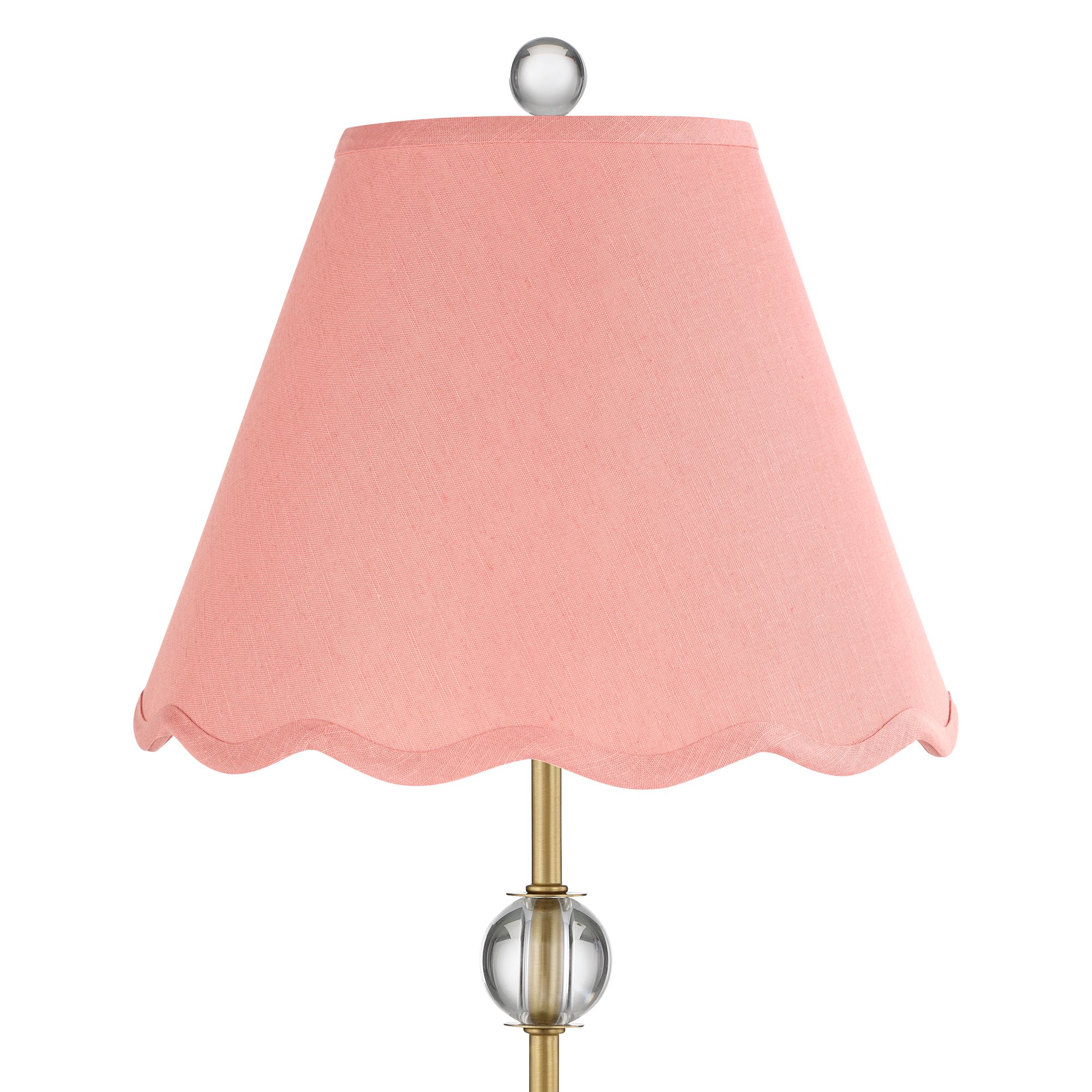Image 2 Possini Euro Brass Crystal Table Lamp with Rose Pink Shade more views