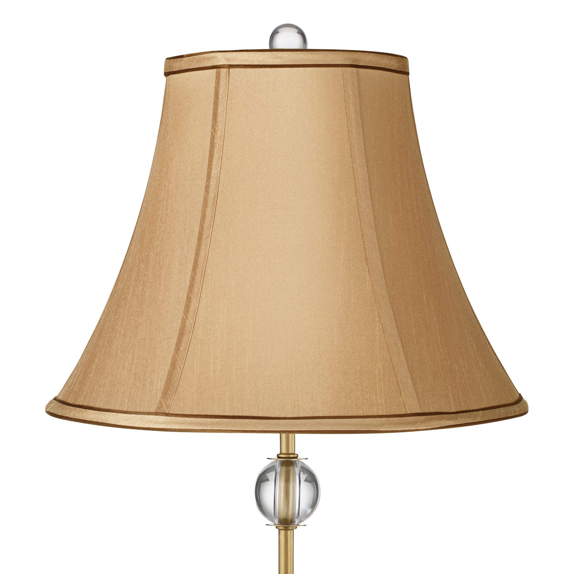 Image 2 Possini Euro Brass Crystal Table Lamp with Tan Bell Shade more views