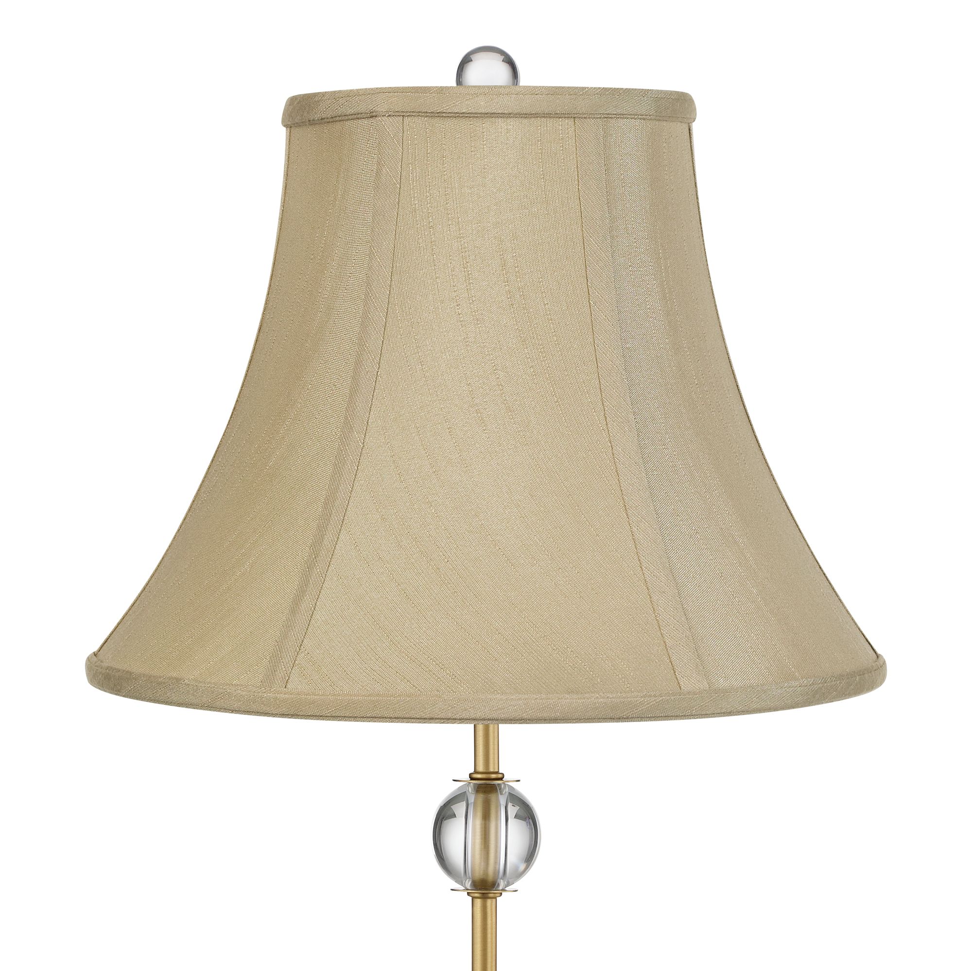Image 2 Possini Euro Brass Crystal Table Lamp with Taupe Bell Shade more views
