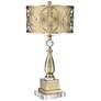 Possini Euro Brass Double Shade Candlestick Table Lamp with Square Riser