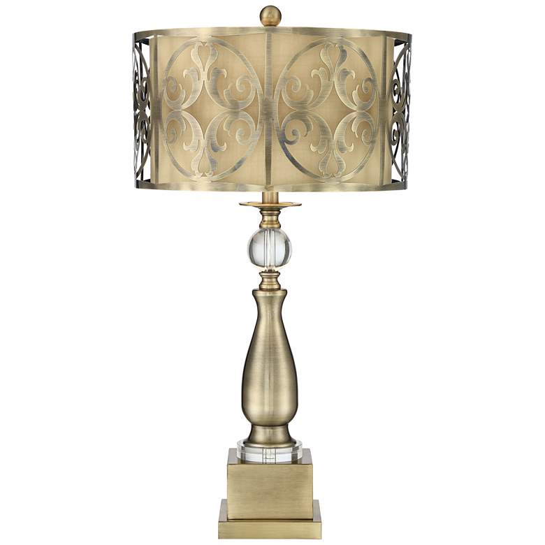 Image 7 Possini Euro Brass Double Shade Candlestick Table Lamp with Square Riser more views