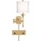 Possini Euro Brass Swing-Arm Plug-In Wall Lamp with USB-Outlet Wall Shelf