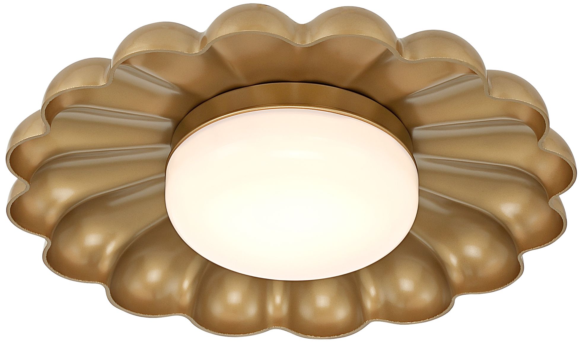 Image 2 Possini Euro Braum 14" Wide Brass LED Flower Petal Ceiling Light