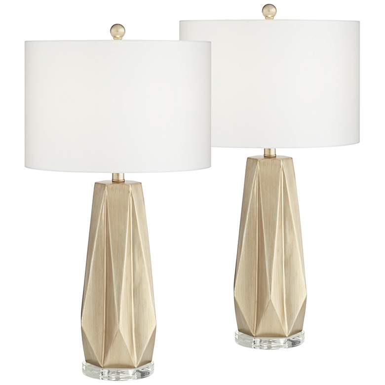 Image 2 Possini Euro Bravo 28 inch High Champagne Table Lamps Set of 2