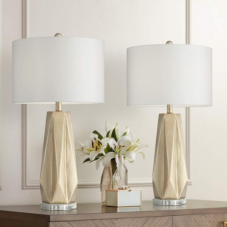 Image 1 Possini Euro Bravo 28" High Champagne Table Lamps Set of 2