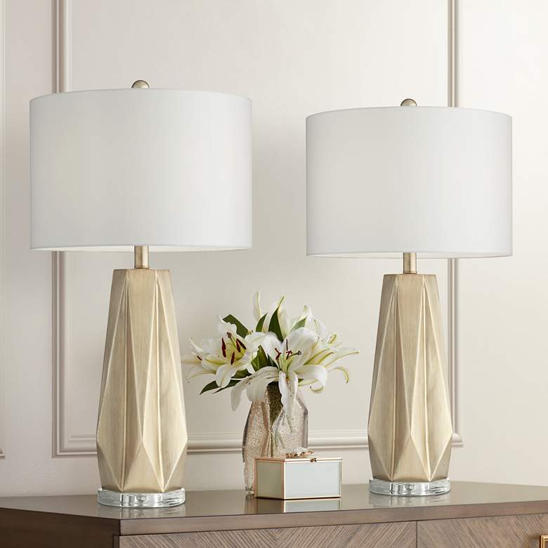 Image 1 Possini Euro Bravo 28 inch High Champagne Table Lamps Set of 2