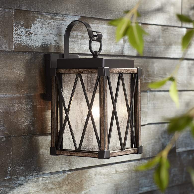 Image 1 Possini Euro Brawley 13 1/2 inchH Lantern Outdoor Wall Light