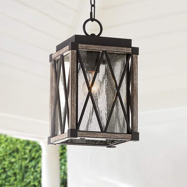 Image 1 Possini Euro Brawley 14 1/2" High Bronze Rustic Outdoor Hanging Light