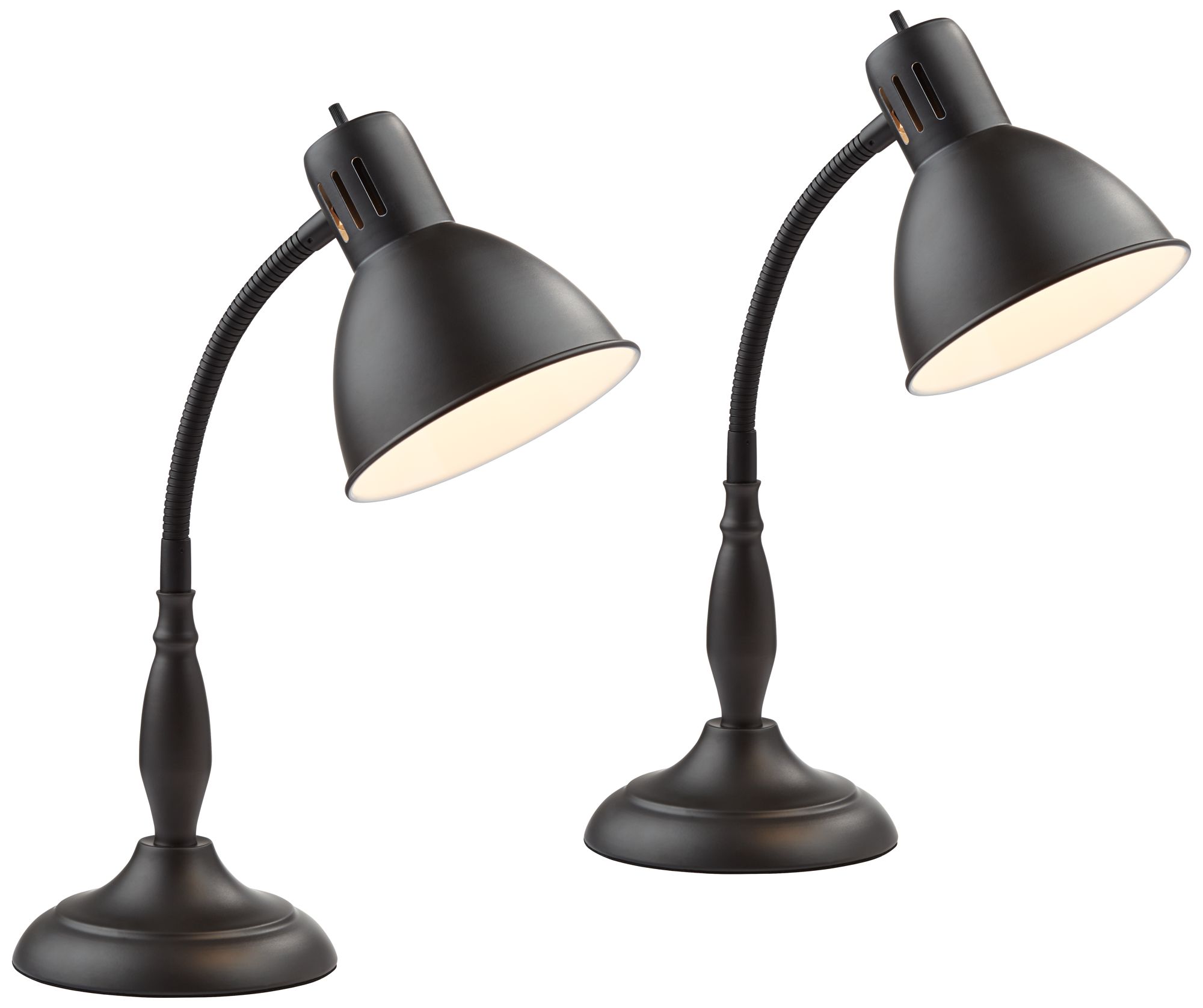 Image 2 Possini Euro Breck 17" Dark Bronze Gooseneck Arm Desk Lamps Set of 2