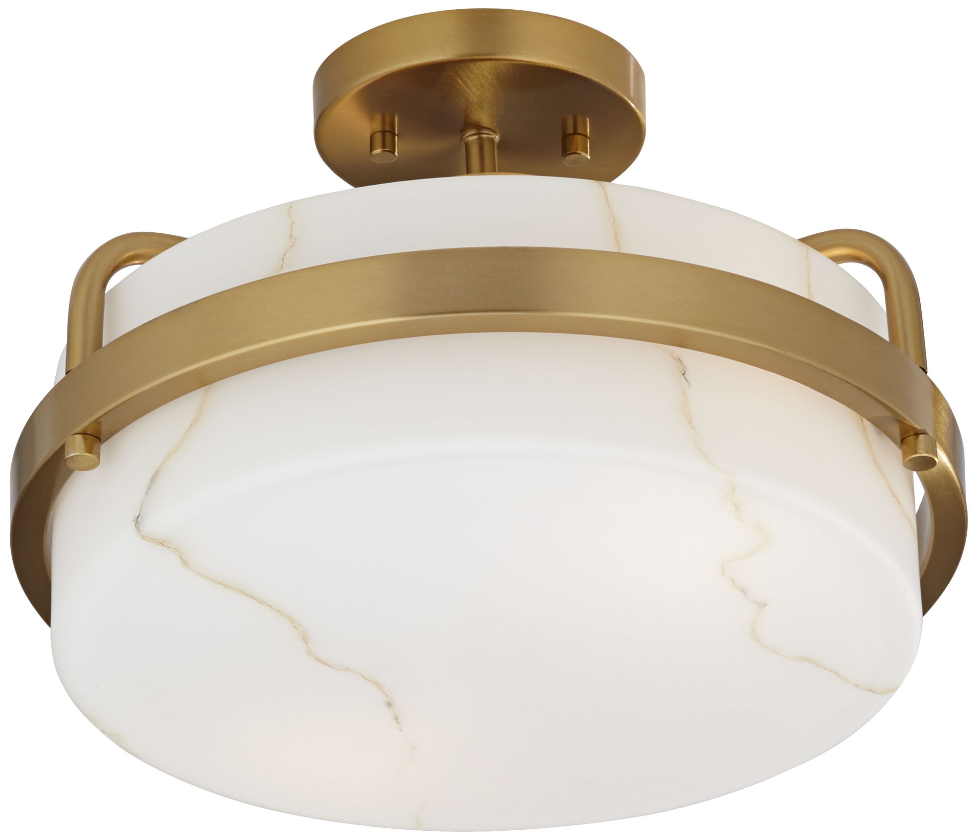 Possini Euro Bregman 13"W Brass Ceiling Light w/ Stone Glass