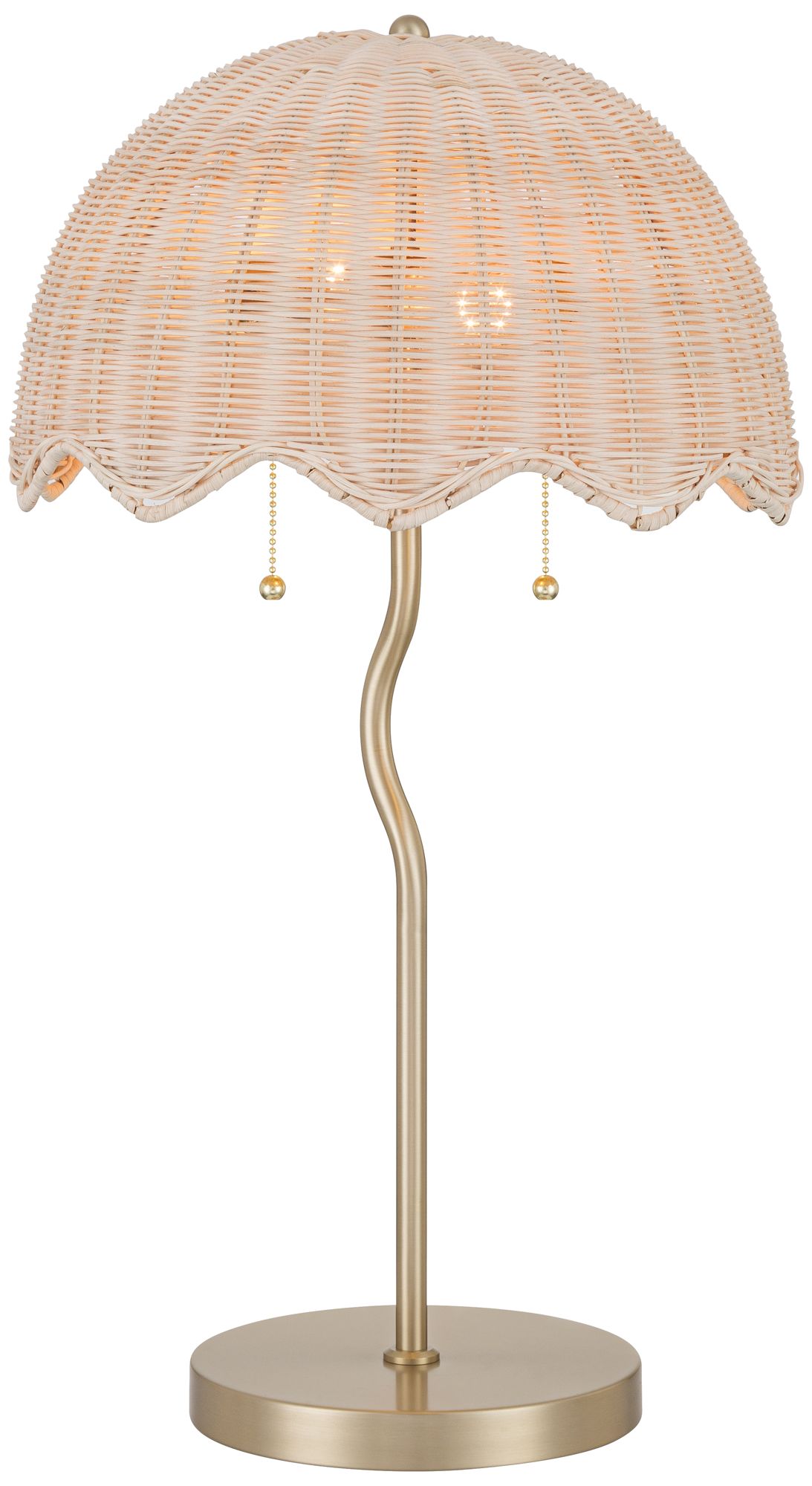 Image 2 Possini Euro Brella 24 1/4"H Soft Gold and Rattan 2-Light Table Lamp