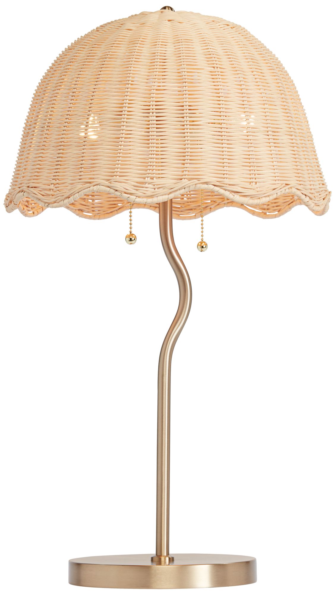 Possini Euro Brella 24 1/4"H Soft Gold and Rattan 2-Light Table Lamp in scene