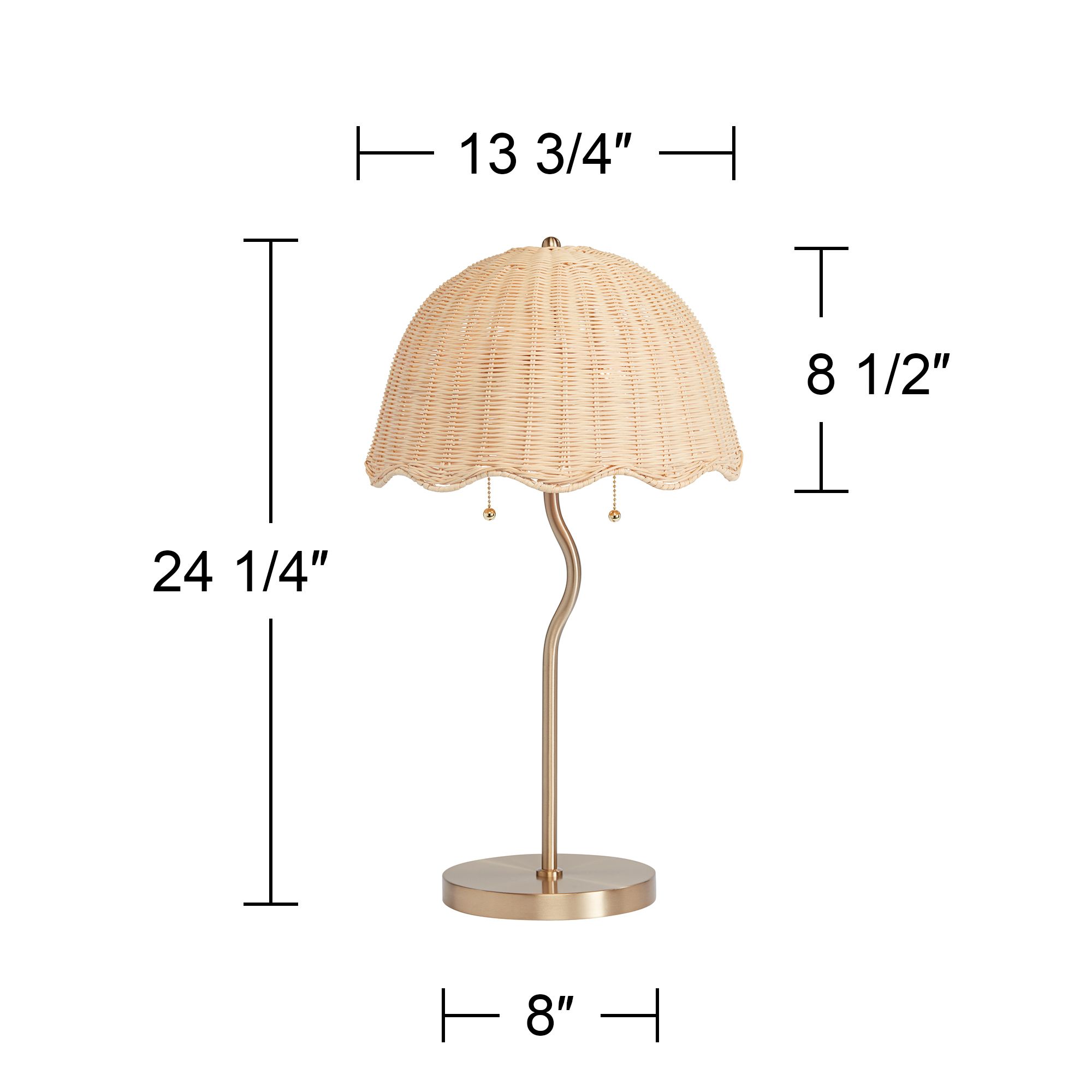 Possini Euro Brella 24 1/4"H Soft Gold and Rattan 2-Light Table Lamp in scene