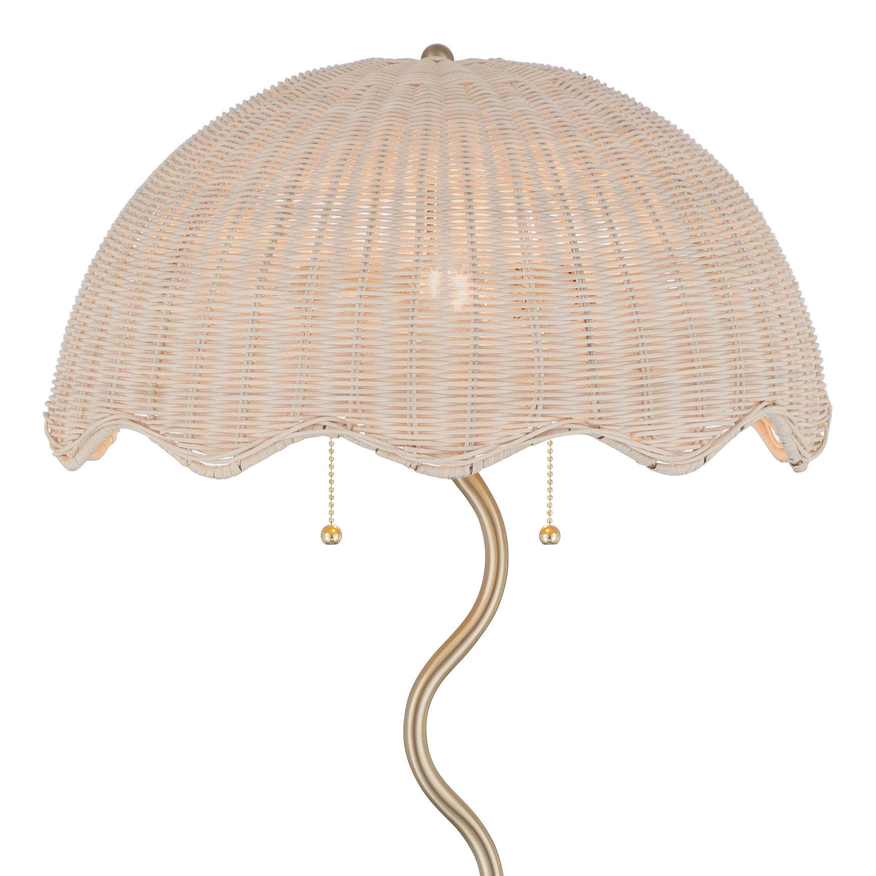 Image 3 Possini Euro Brella 58"H Gold Rattan 2-Light Pull-Chain Floor Lamp more views