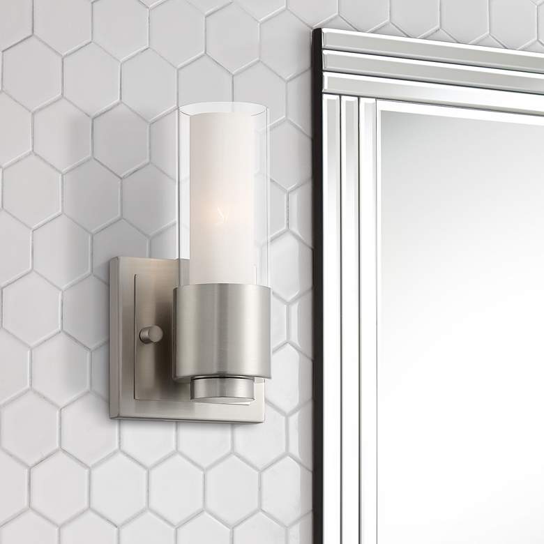 Image 1 Possini Euro Brendan 8 1/2" High Brushed Nickel Modern Wall Sconce
