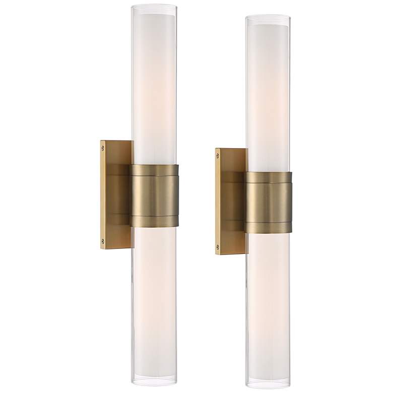 Image 2 Possini Euro Brianna 23 1/2 inch High Brass 2-Light Bath Light Set of 2