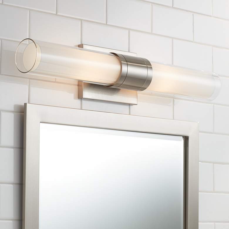 Image 1 Possini Euro Brianna 23 1/2" Wide Brushed Nickel Bath Light