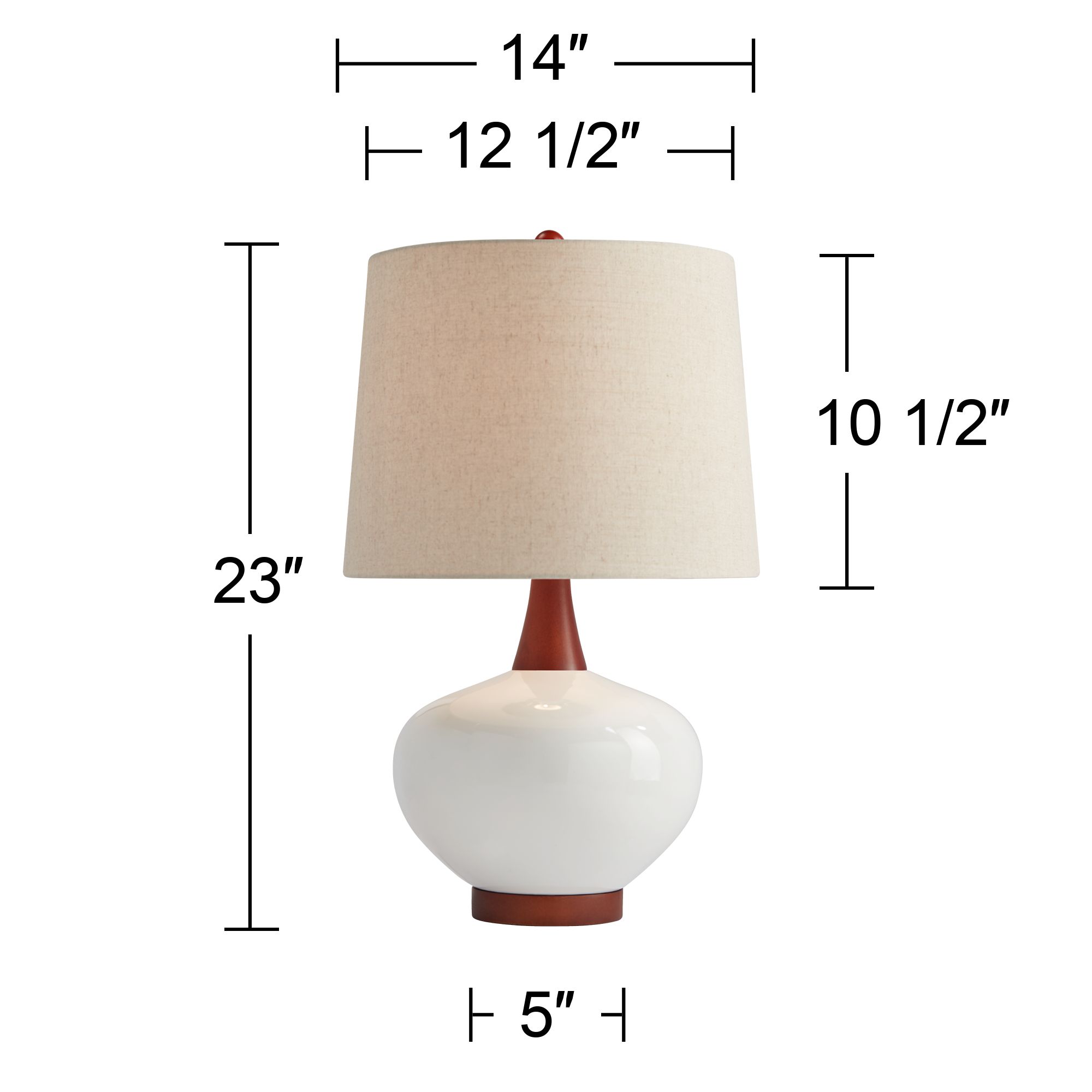 Possini Euro Brice 23" Ivory Ceramic Mid-Century Lamp with USB Dimmer
