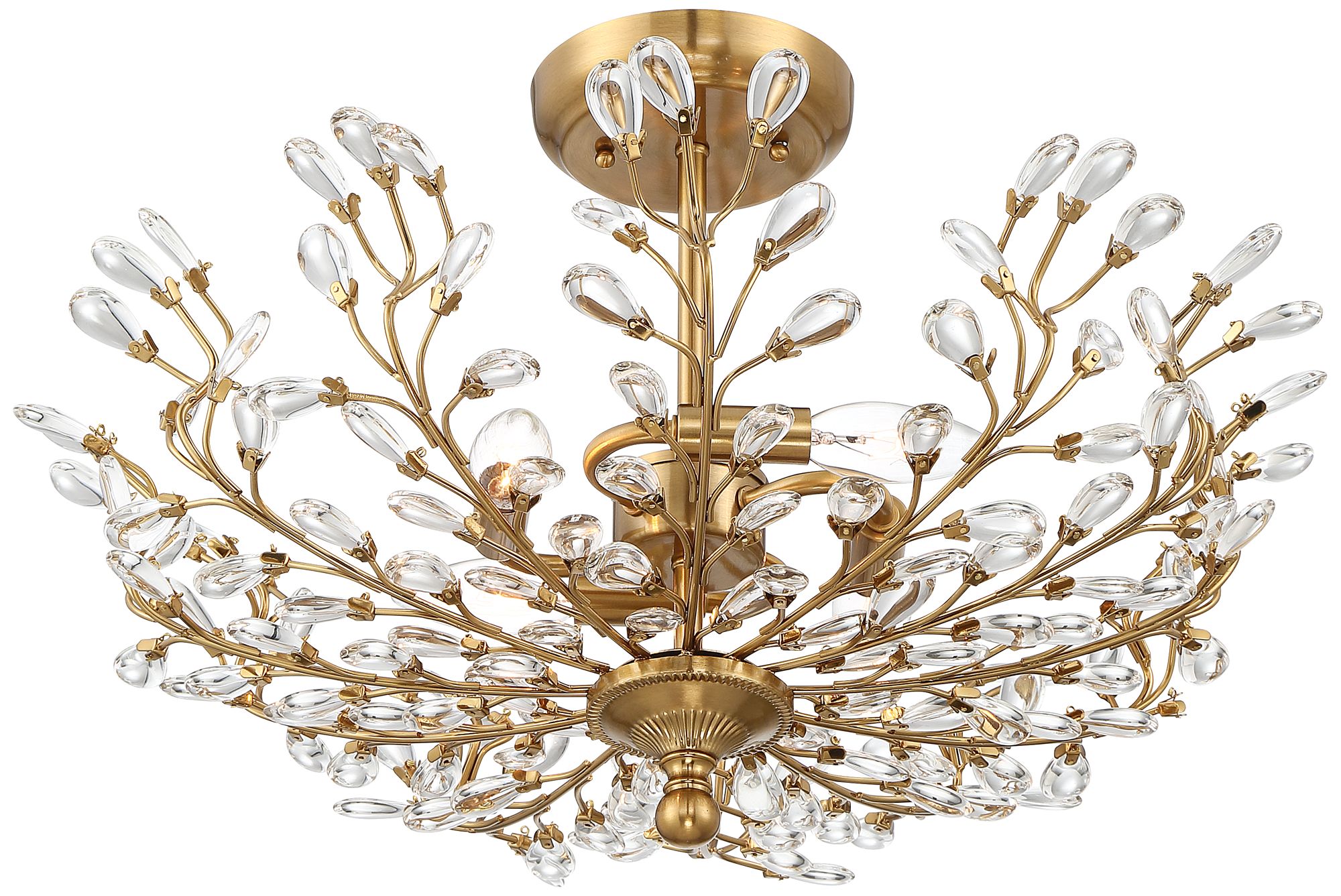 Watch A Video About the Brielle 4 Light Brass Branch and Crystal Ceiling Light