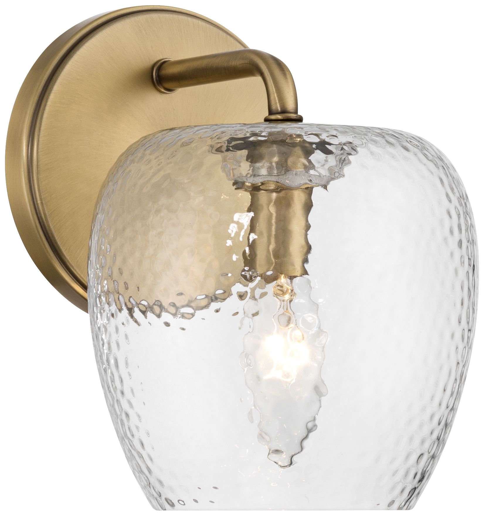 Image 2 Possini Euro Brielle 8" High Aged Brass Hammered Glass Wall Sconce