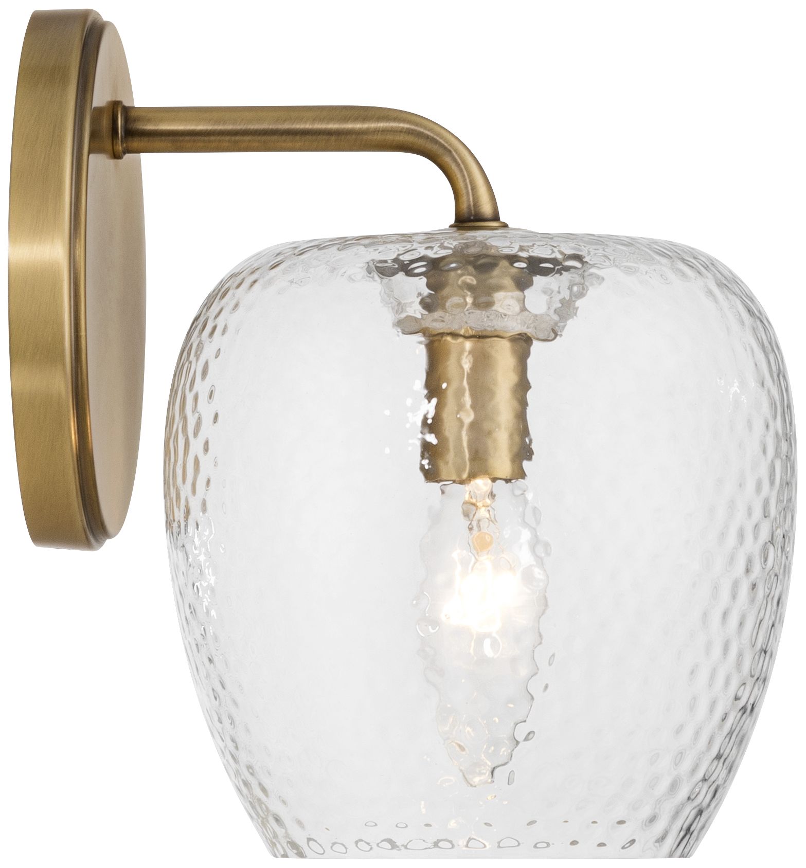 Image 7 Possini Euro Brielle 8" High Aged Brass Hammered Glass Wall Sconce more views