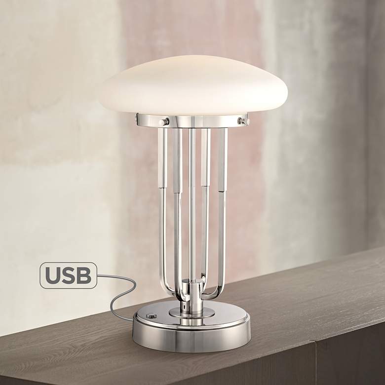 Image 1 Possini Euro Broadway 17 1/2"H LED Desk Lamp with USB Port