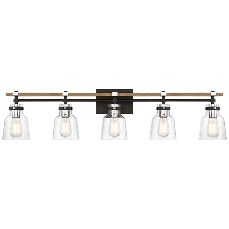 Image 2 Possini Euro Broadway 41" Wide Black and Chrome 5-Light Bath Light