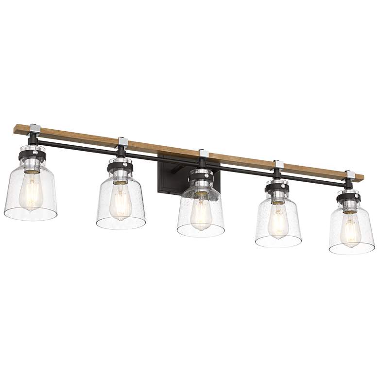 Image 6 Possini Euro Broadway 41" Wide Black and Chrome 5-Light Bath Light more views