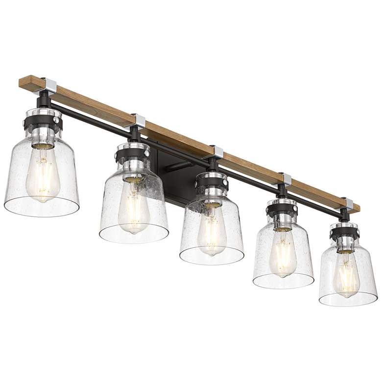 Image 7 Possini Euro Broadway 41" Wide Black and Chrome 5-Light Bath Light more views