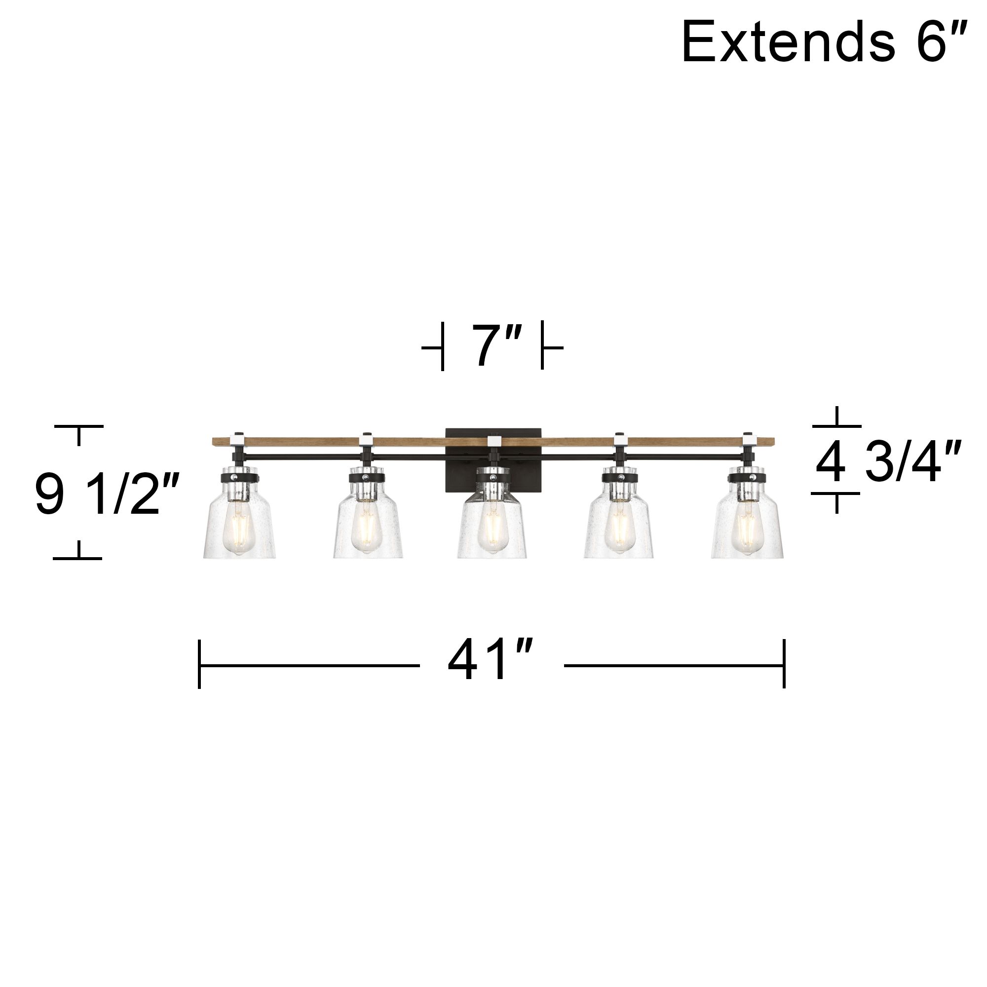 Possini Euro Broadway 41" Wide Black and Chrome 5-Light Bath Light